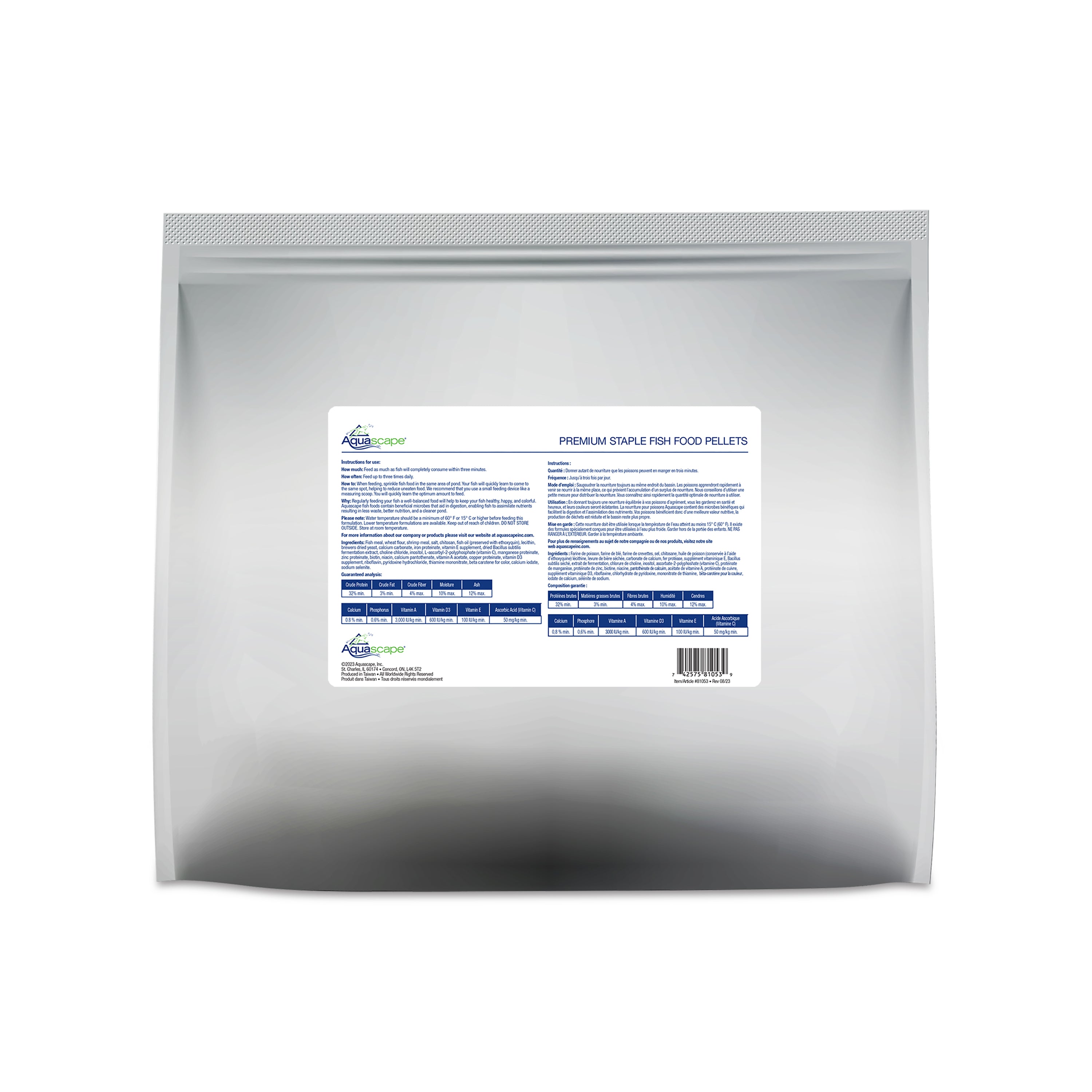 Premium Staple Fish Food Pellets - 11lb